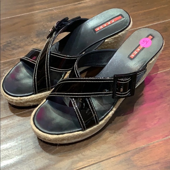 Prada Black Espadrilles Wedges - Picture 4 of 4